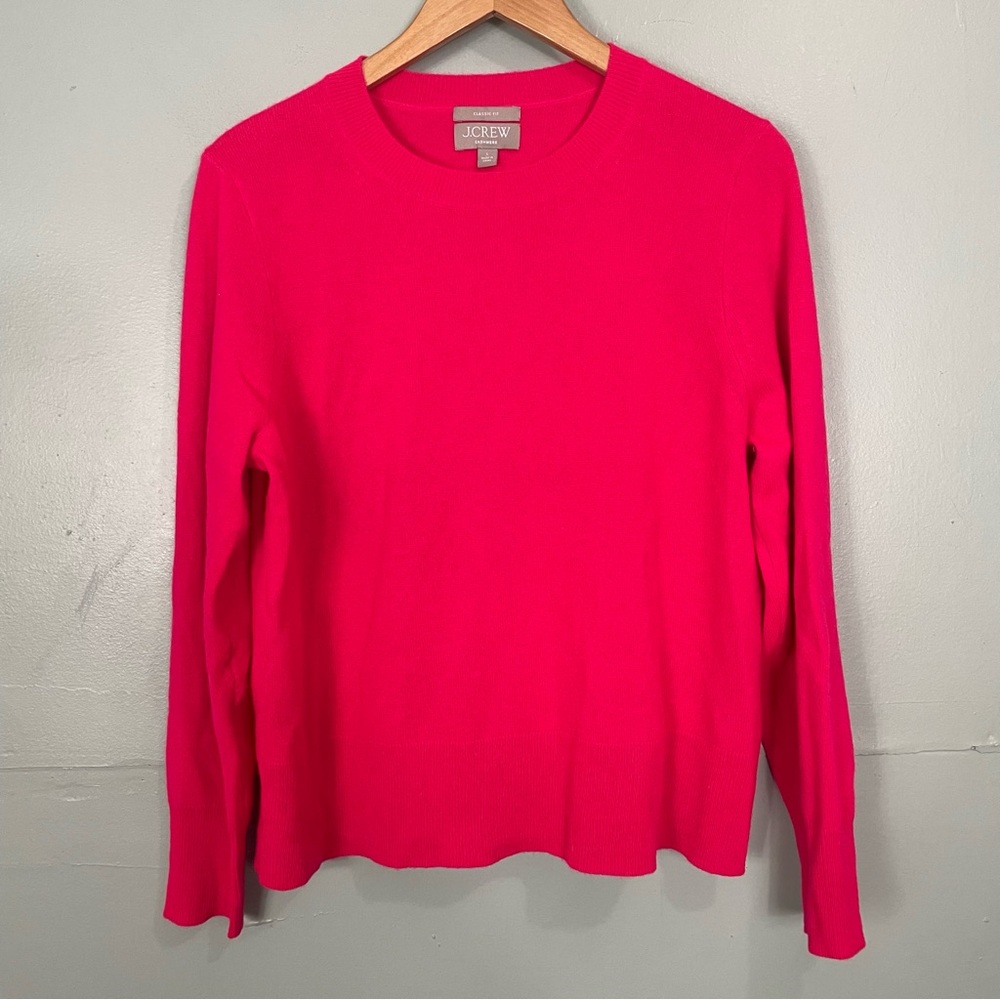 JCrew Cashmere Sweater Classic Fit Crewneck Pink‎ Fuchsia Magenta Women Sz Large
